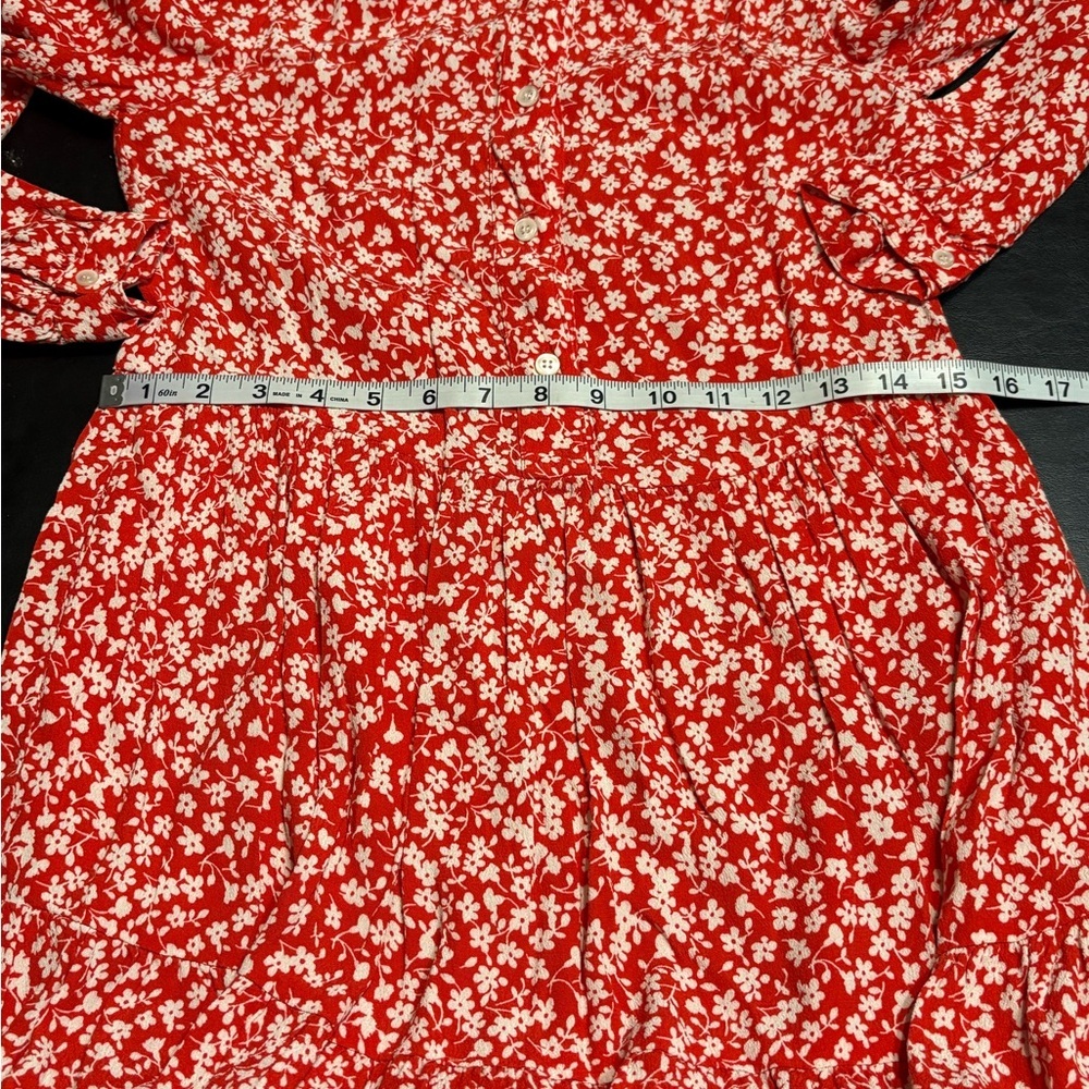 J. Crew Hadid Shirt Dress size XXS red with white floral patterns - Picture 9 of 12